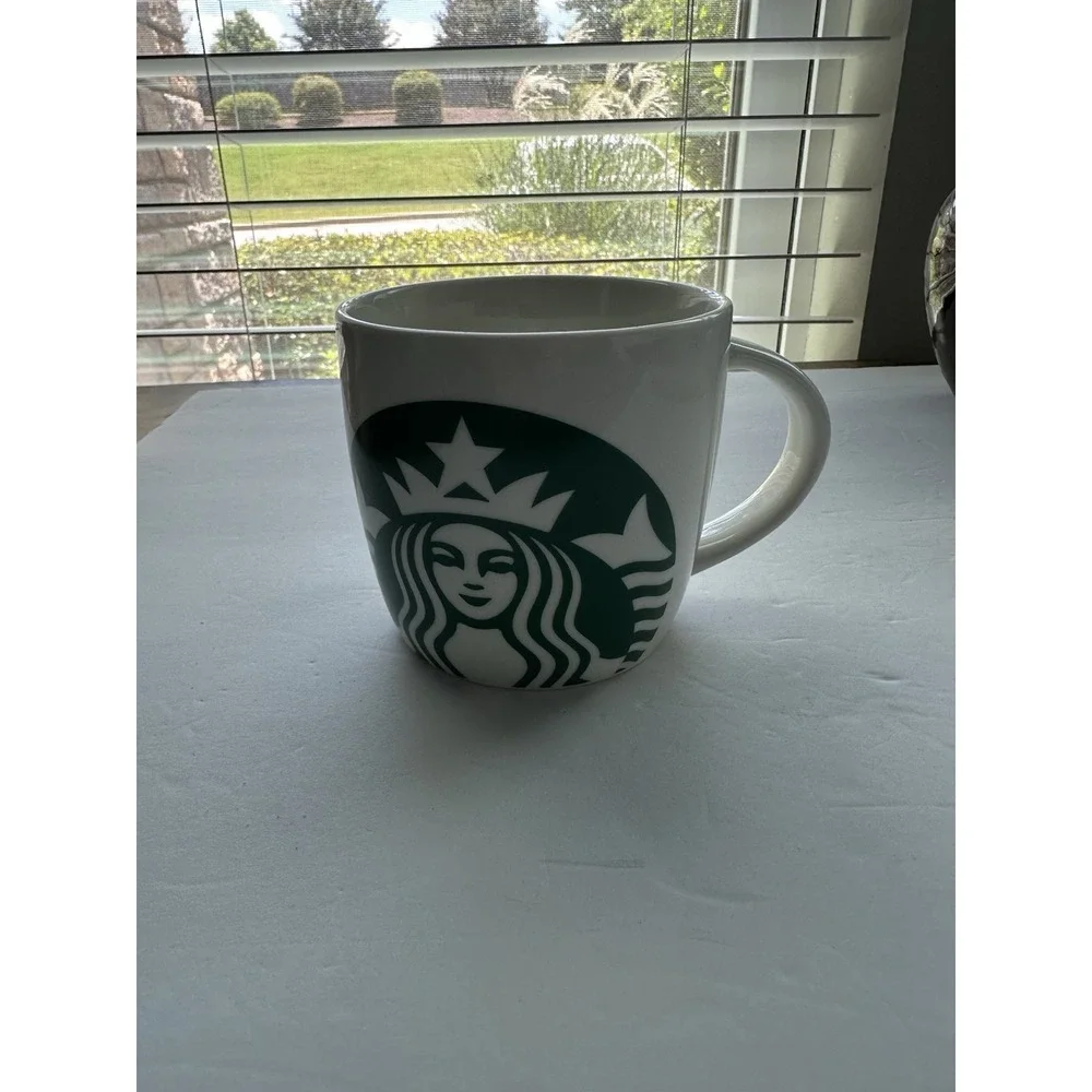Starbucks 2017 14oz Green White Siren Logo Coffee Cup Ceramic Mug Mermaid Barrel